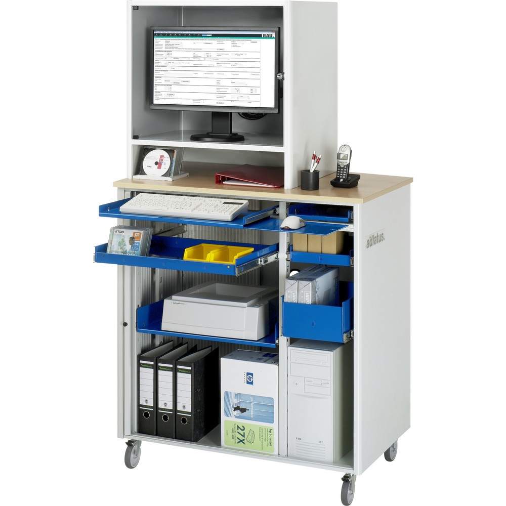 Product afbeelding: Computerstation RAU, uitschuifblad voor het toetsenbord, 3 lades, mobiel