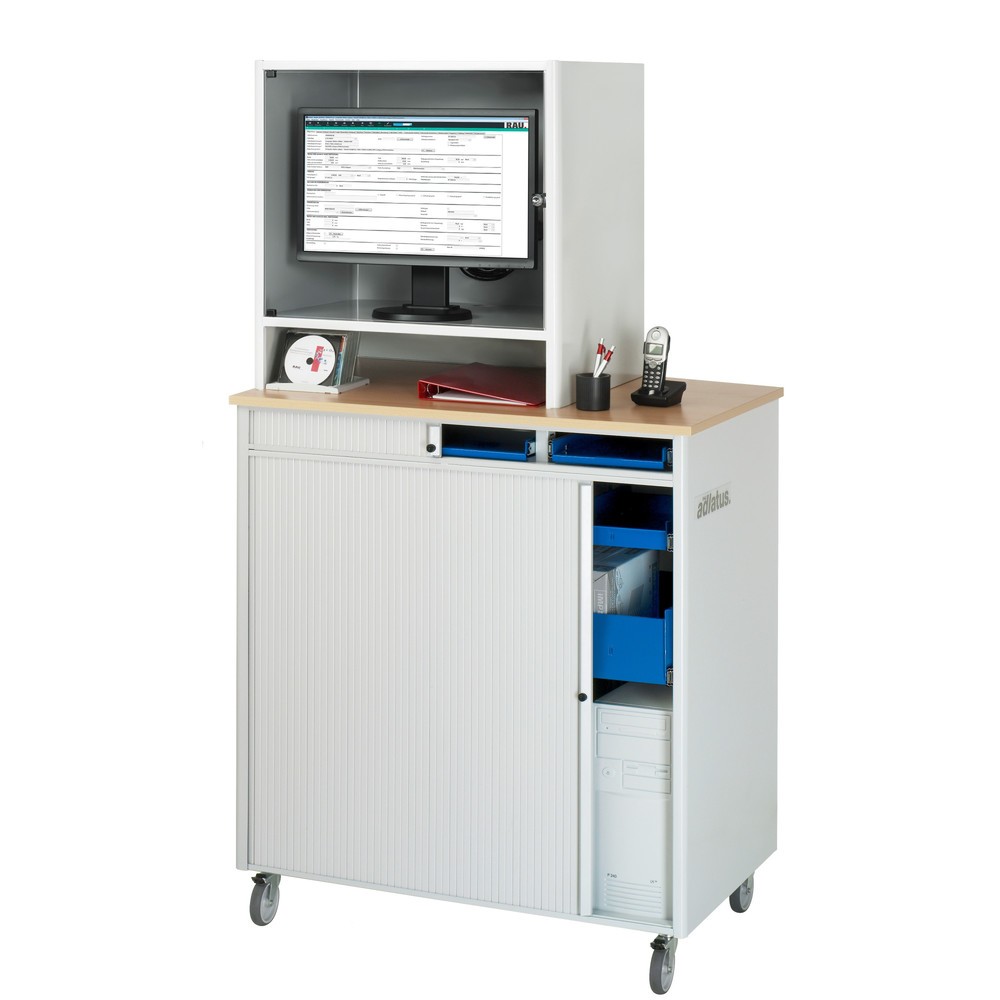 Productafbeelding nr. 3: Computerstation RAU, uitschuifblad voor het toetsenbord, 3 lades, mobiel