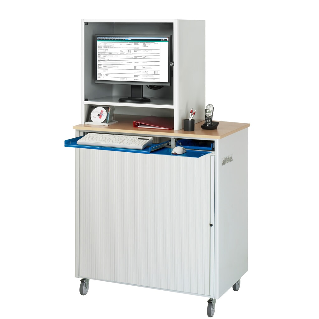 Computerstation RAU, uitschuifblad voor het toetsenbord, 3 lades, mobiel Productafbeelding nr. 4: Computerstation RAU, uitschuifblad voor het toetsenbord, 3 lades, mobiel