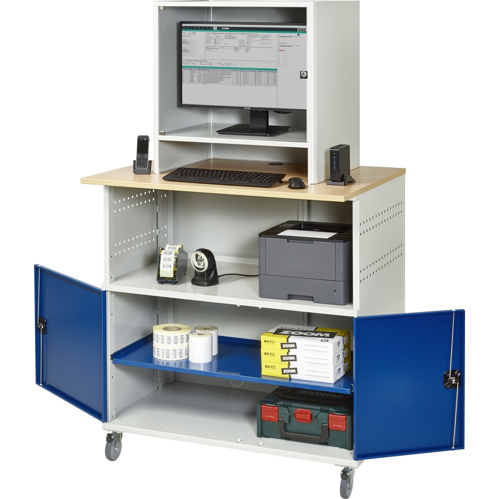 Product afbeelding: Computertafel RAU met monitorbehuizing, mobiel