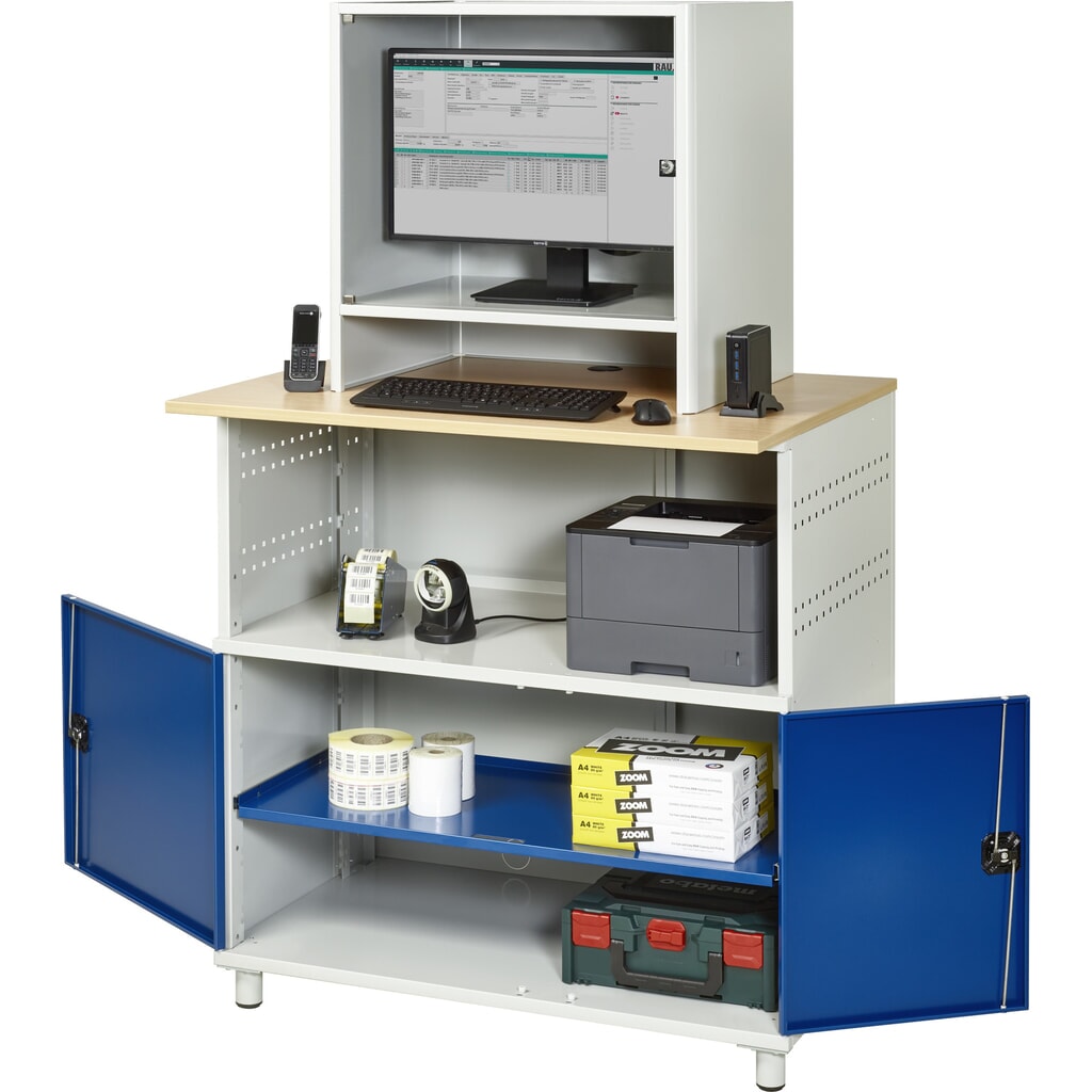 Product afbeelding: Computertafel RAU met monitorbehuizing, stationair