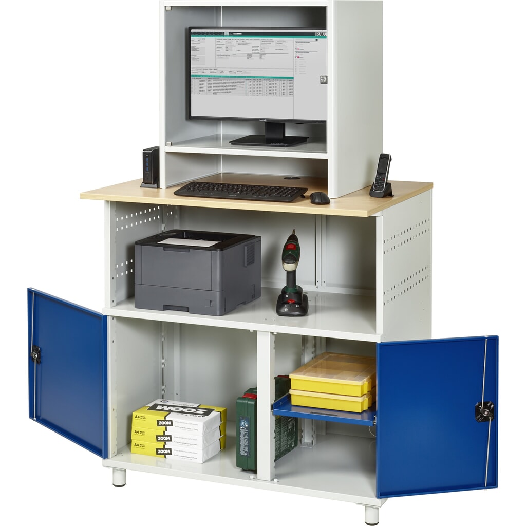 Computertafel RAU met monitorbehuizing, stationair Product afbeelding: Computertafel RAU met monitorbehuizing, stationair