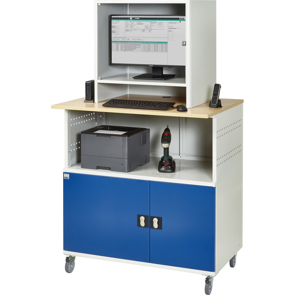 Computertafel RAU met monitorbehuizing, mobiel Productafbeelding nr. 9: Computertafel RAU met monitorbehuizing, mobiel