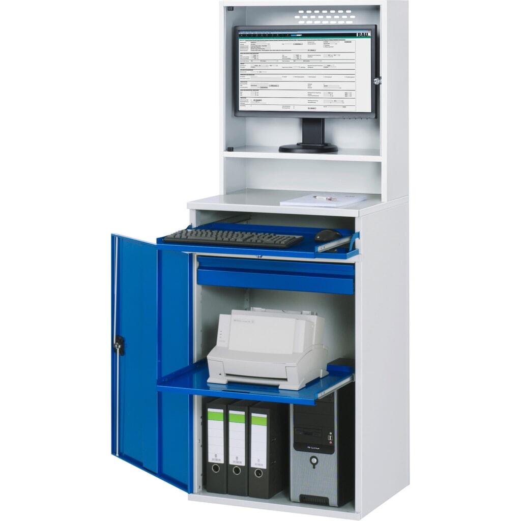 Computerwerkplek RAU met monitorbehuizing, stationair Product afbeelding: Computerwerkplek RAU met monitorbehuizing, stationair