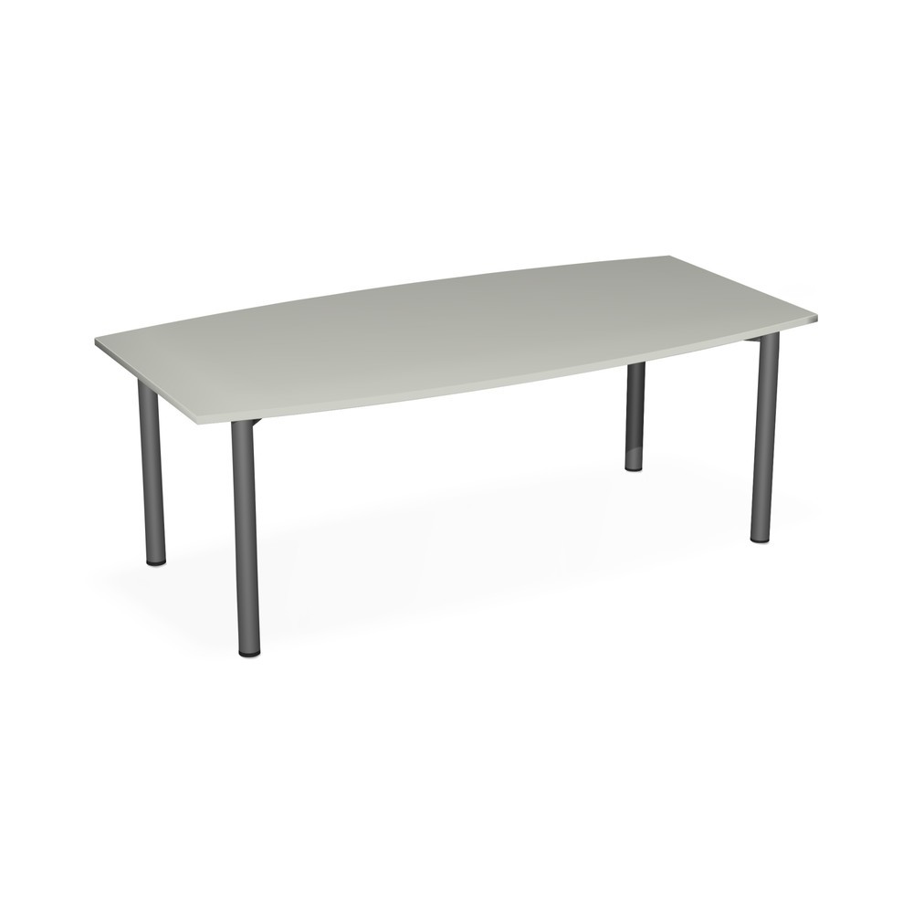 Product afbeelding: Vergadertafel, tonvorm, b x d 2.000 x 800/1.200 mm, lichtgrijs/antraciet