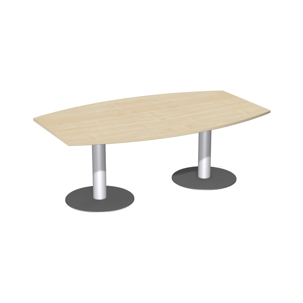 Conferentietafel tonvormig, met schotelvoet, bxd 2.000 x 800/1200 mm, ahorn Product afbeelding: Conferentietafel tonvormig, met schotelvoet, bxd 2.000 x 800/1200 mm, ahorn