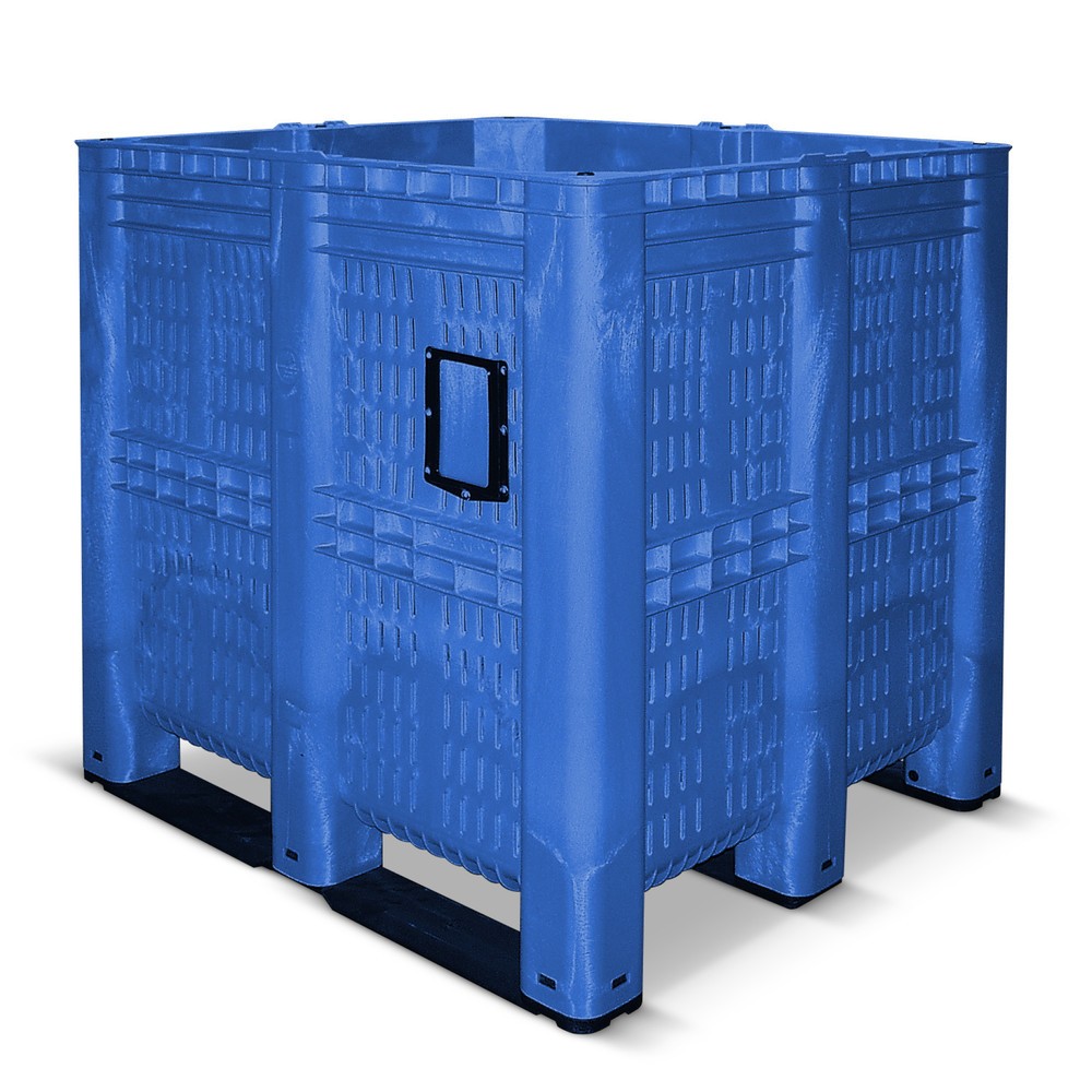 Product afbeelding: Container van polyethyleen, 1.400 liter, met skids, opengewerkt, grijs