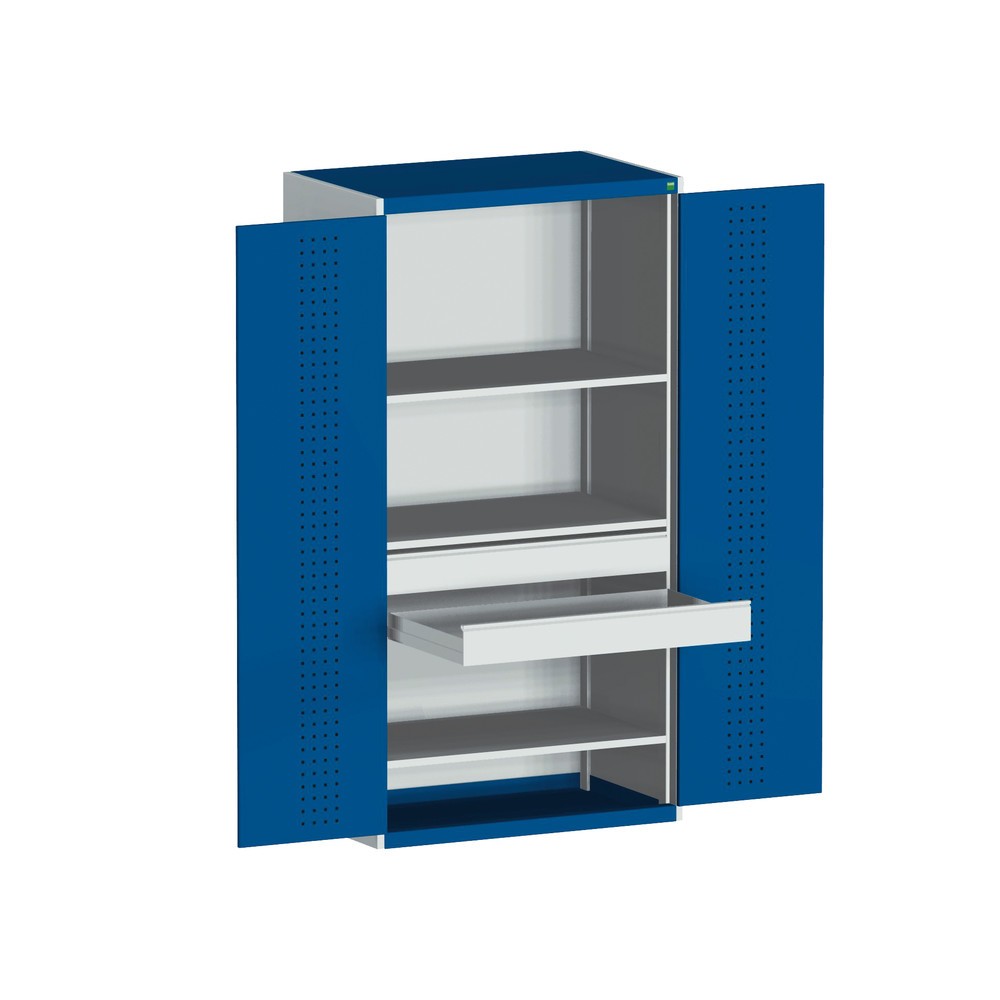 Productafbeelding nr. 2: cubio bott systeem- draaideurkast met 3 planken, 2 lades, h x b x d 2.000 x 1.050 x 650 mm, gentiaanblauw