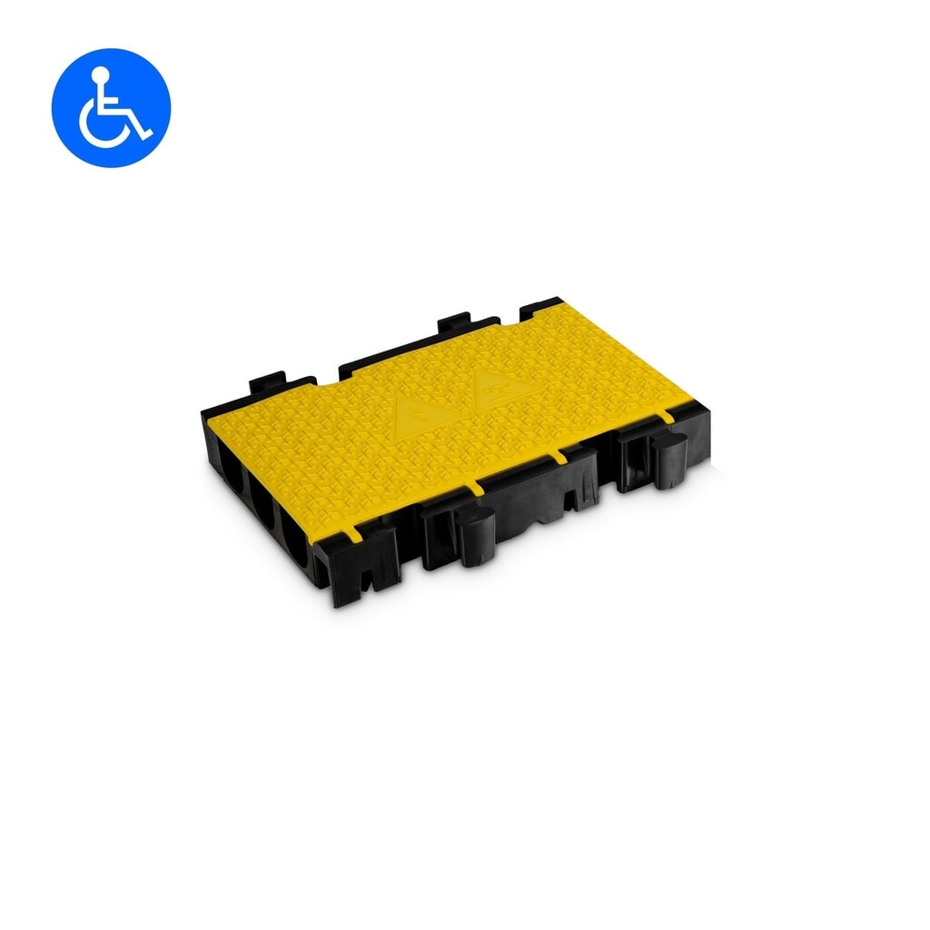 Defender® by Adam Hall kabelbrug MIDI 3 2D middensectie, 3 kanalen, zwart/geel, halve uitvoering Product afbeelding: Defender® by Adam Hall kabelbrug MIDI 3 2D middensectie, 3 kanalen, zwart/geel, halve uitvoering