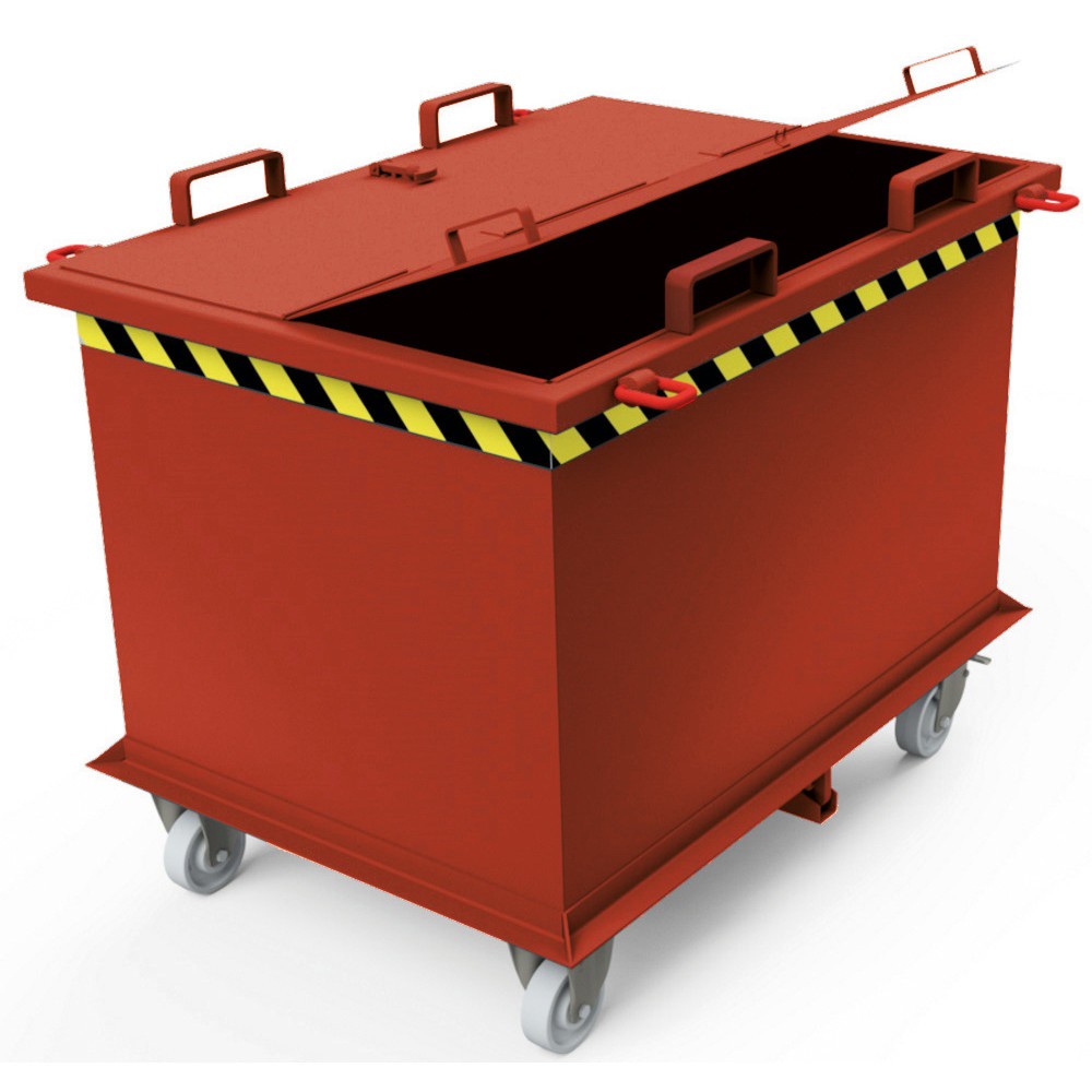 Product afbeelding: Deksel voor bodemklepcontainer met automatische activering, inhoud 0,75 + 1 m³, bloedoranje