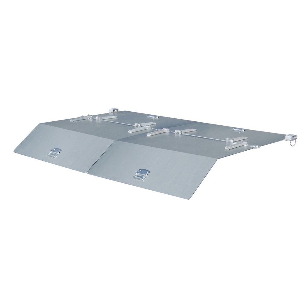 Product afbeelding: Deksel voor kantelbak met afrolmechanisme Premium, brede constructie, volume 1,5 m³