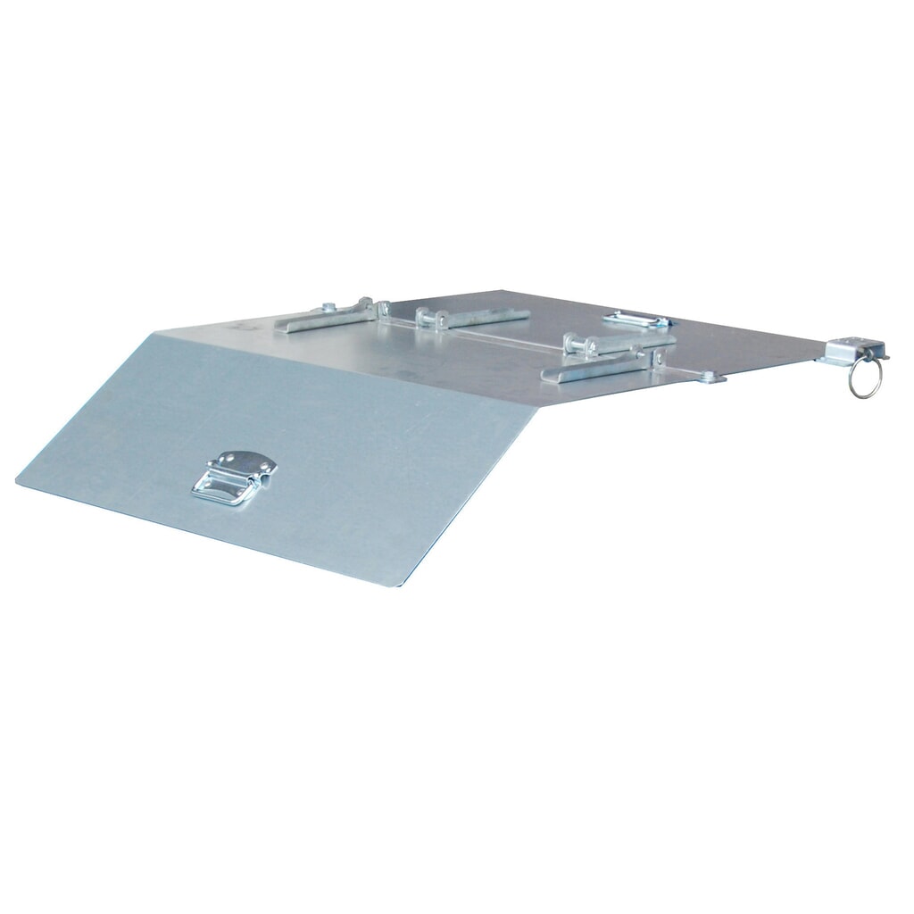 Deksel voor Bauer® kiepcontainer met afrolmechanisme Premium, brede uitvoering, volume 0,3 m³ Product afbeelding: Deksel voor Bauer® kiepcontainer met afrolmechanisme Premium, brede uitvoering, volume 0,3 m³