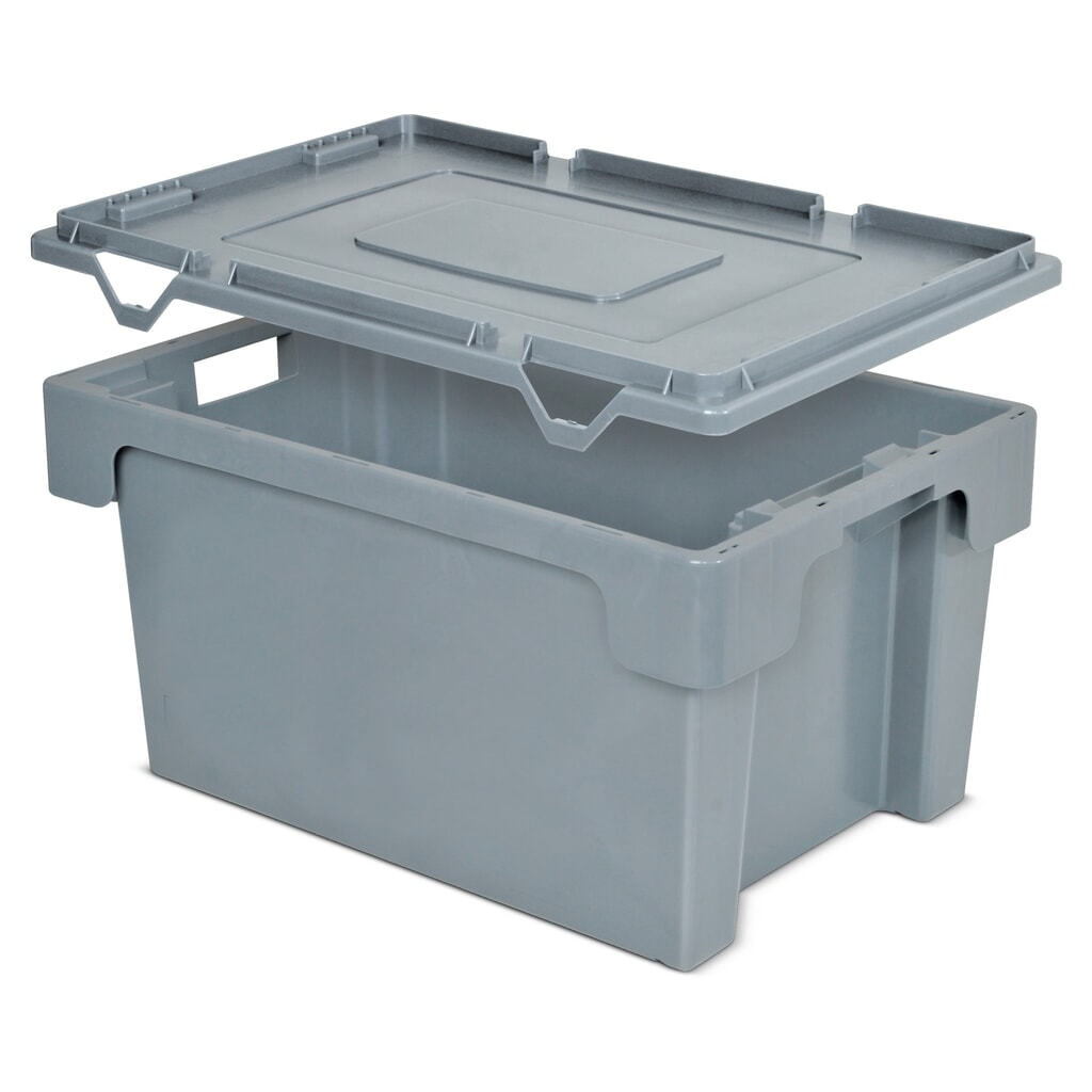 Product afbeelding: Deksel voor stapelbakken, wanden + bodem gesloten/doorbroken, grijs