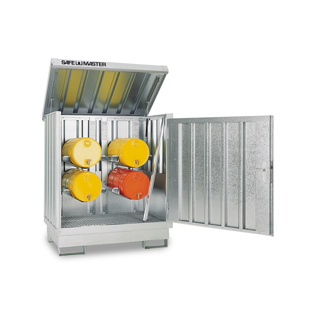 Depot voor gevaarlijke stoffen, verzinkt en gelakt, 2 x 200 liter, h x b x d 1.685 x 1.420 x 1.080 mm, lichtgrijs Product afbeelding: Depot voor gevaarlijke stoffen, verzinkt en gelakt, 2 x 200 liter, h x b x d 1.685 x 1.420 x 1.080 mm, lichtgrijs