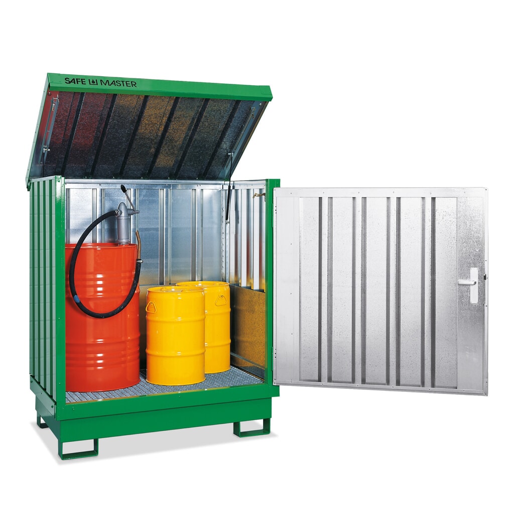 Depot voor gevaarlijke stoffen, verzinkt en gelakt, 2 x 200 liter, h x b x d 1.685 x 1.420 x 1.080 mm, grasgroen Productafbeelding nr. 2: Depot voor gevaarlijke stoffen, verzinkt en gelakt, 2 x 200 liter, h x b x d 1.685 x 1.420 x 1.080 mm, grasgroen