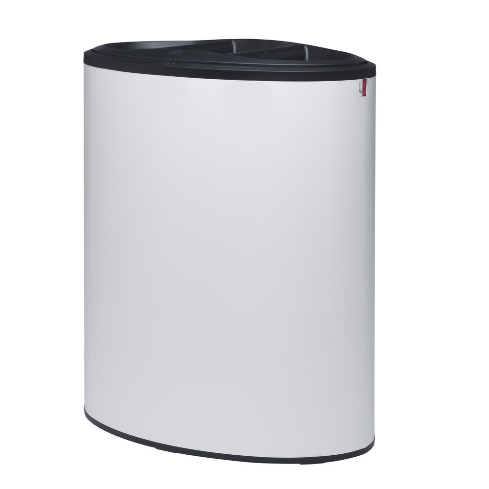 Product afbeelding: Design afvalemmer LUNE Binc, wit, zwart, met open deksel