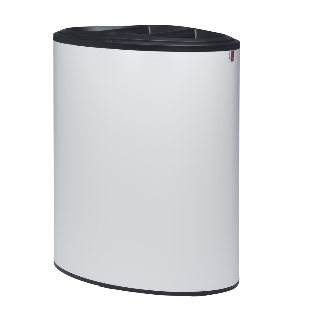 Design afvalemmer LUNE Binc, wit, zwart, met open deksel Productafbeelding nr. 1: Design afvalemmer LUNE Binc, wit, zwart, met open deksel