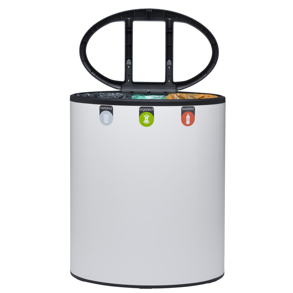 Design afvalemmer LUNE Binc, wit, zwart, met open deksel Productafbeelding nr. 5: Design afvalemmer LUNE Binc, wit, zwart, met open deksel