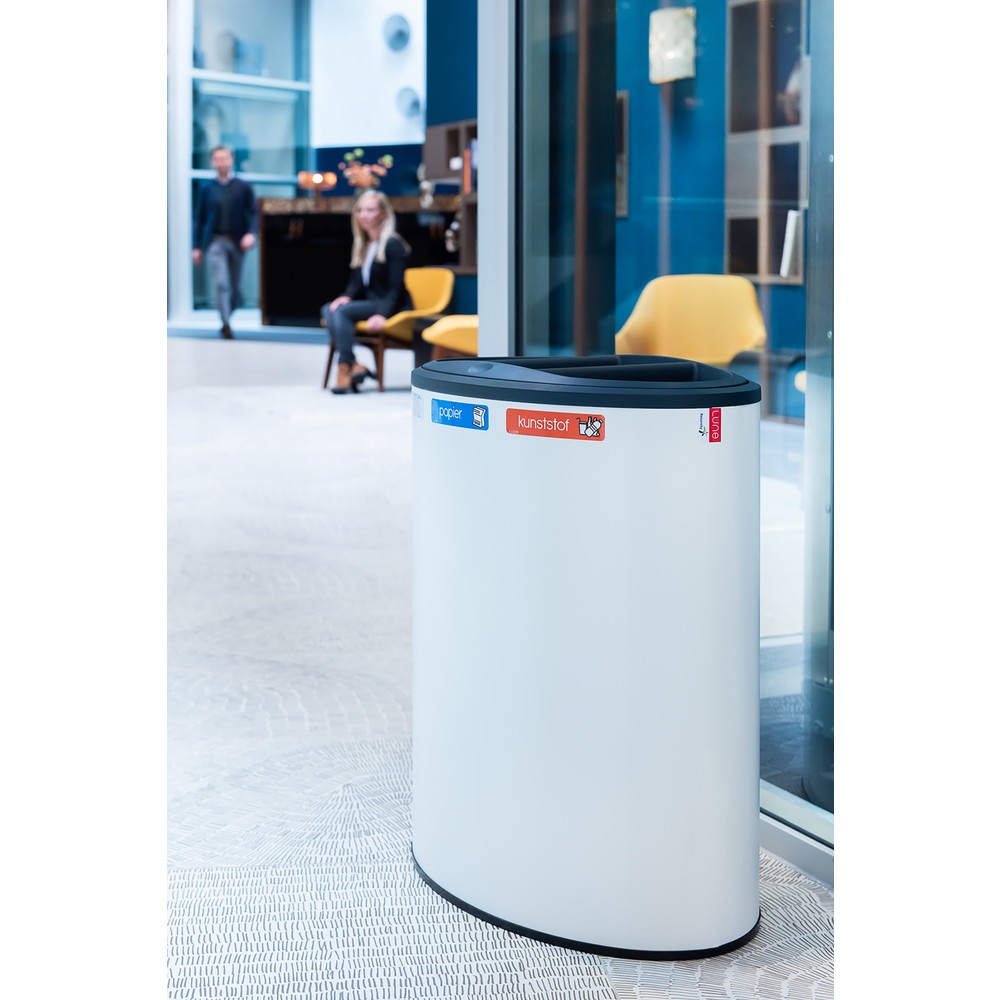 Productafbeelding nr. 9: Design afvalemmer LUNE Binc, wit, zwart, met open deksel