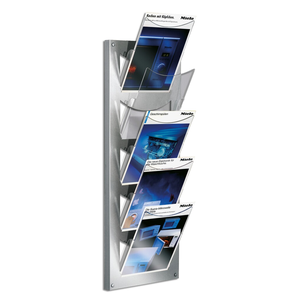 Design wandhouder, 5 transparante vakken Product afbeelding: Design wandhouder, 5 transparante vakken