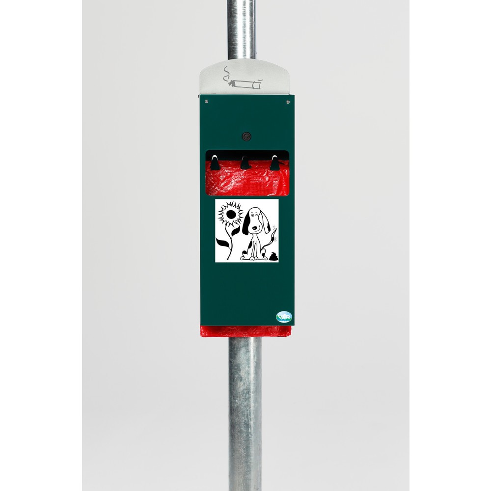 Productafbeelding nr. 2: Dispenser voor hondenpoepzakjes VAR® DS 4, met asbak en binnenbak, mosgroen