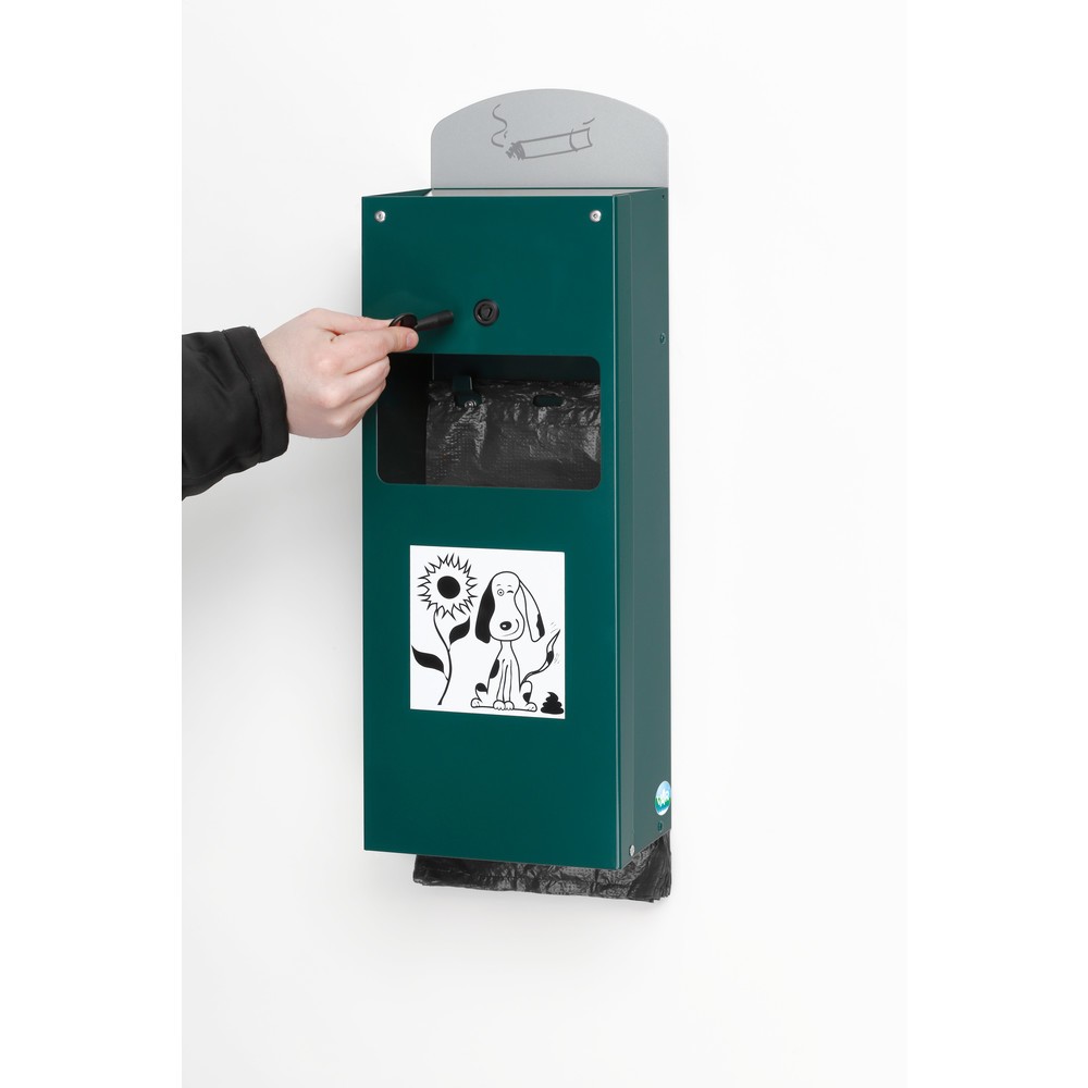 Productafbeelding nr. 3: Dispenser voor hondenpoepzakjes VAR® DS 4, met asbak en binnenbak, mosgroen