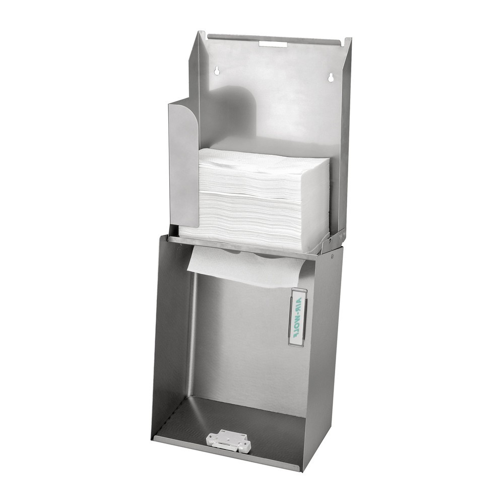 Productafbeelding nr. 2: Dispenser voor papieren handdoekjes Air-Wolf voor ca. 500 papier handdoekjes serie Omega geborsteld roestvrij staal