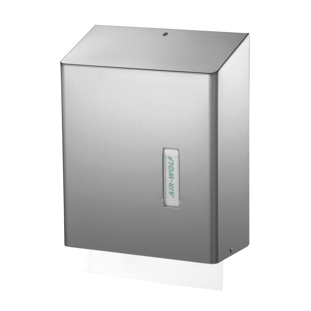 Product afbeelding: Dispenser voor papieren handdoekjes Air-Wolf voor interfold papier ca. 500 doekjes serie Omega geborsteld roestvrij staal