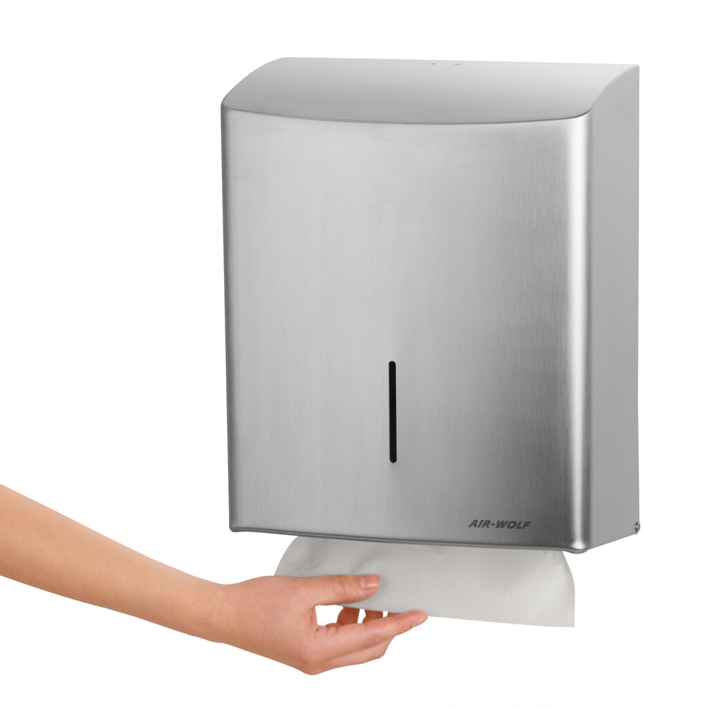Dispenser voor papieren handdoekjes Air-Wolf voor max. 600 vouwhanddoekjes geborsteld roestvrij staal Productafbeelding nr. 5: Dispenser voor papieren handdoekjes Air-Wolf voor max. 600 vouwhanddoekjes geborsteld roestvrij staal