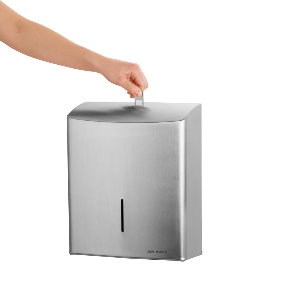 Productafbeelding nr. 8: Dispenser voor papieren handdoekjes Air-Wolf voor max. 600 vouwhanddoekjes geborsteld roestvrij staal