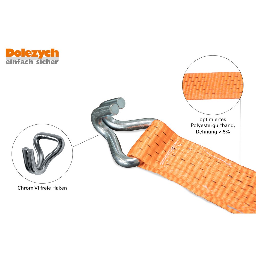 Productafbeelding nr. 2: Dolezych DoMulti 5000 sjorband met lange hendel, trekratel en profielhaak, lengte 8 m