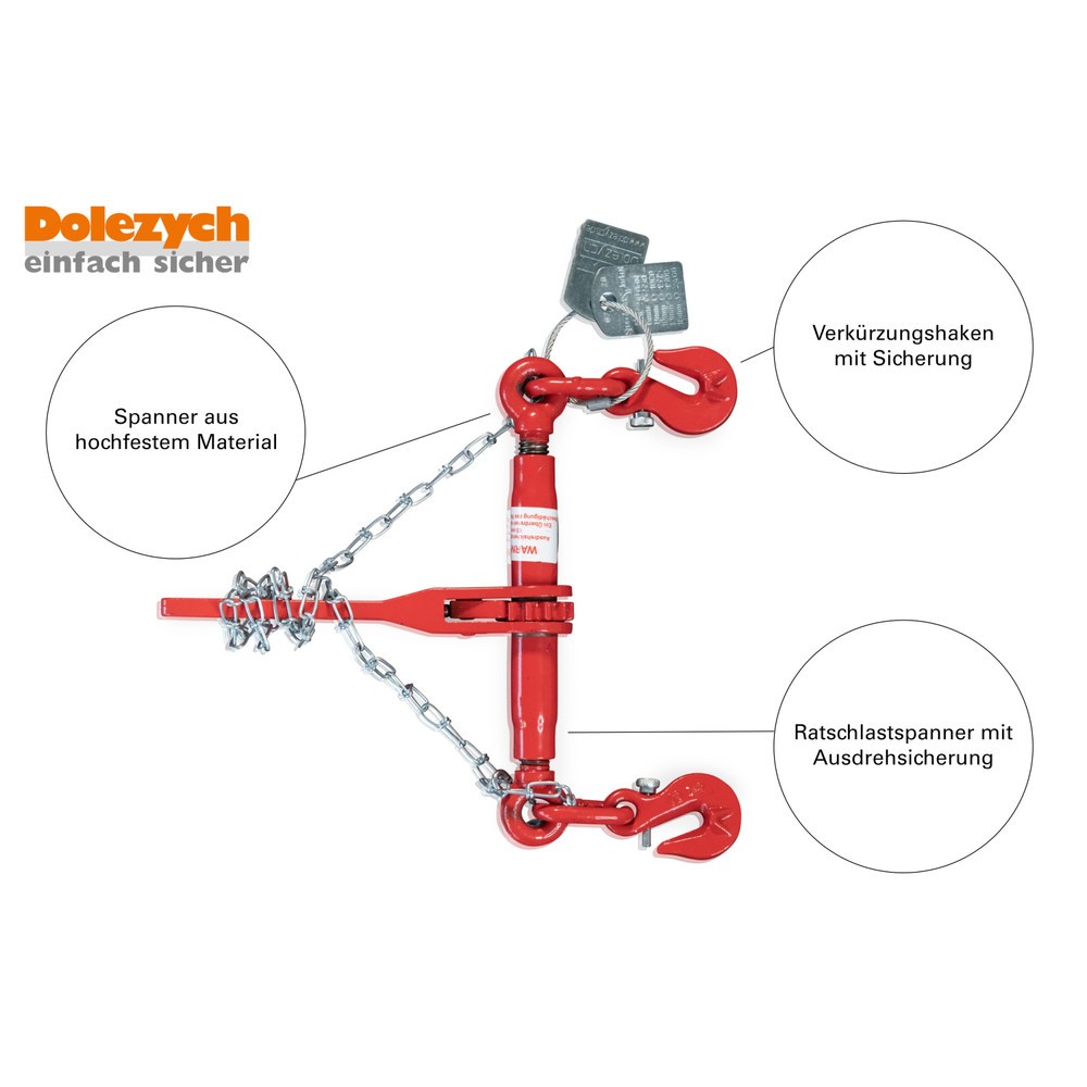 Productafbeelding nr. 3: Dolezych spanketting, 2 stuks, clevis haken aan beide zijden, 4.000 daN, lengte 6 m
