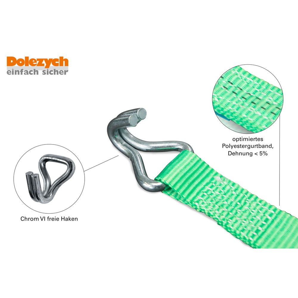 Productafbeelding nr. 2: Dolezych sjorband DoZurR 2000, met drukratel en profielhaak, lengte 4 m