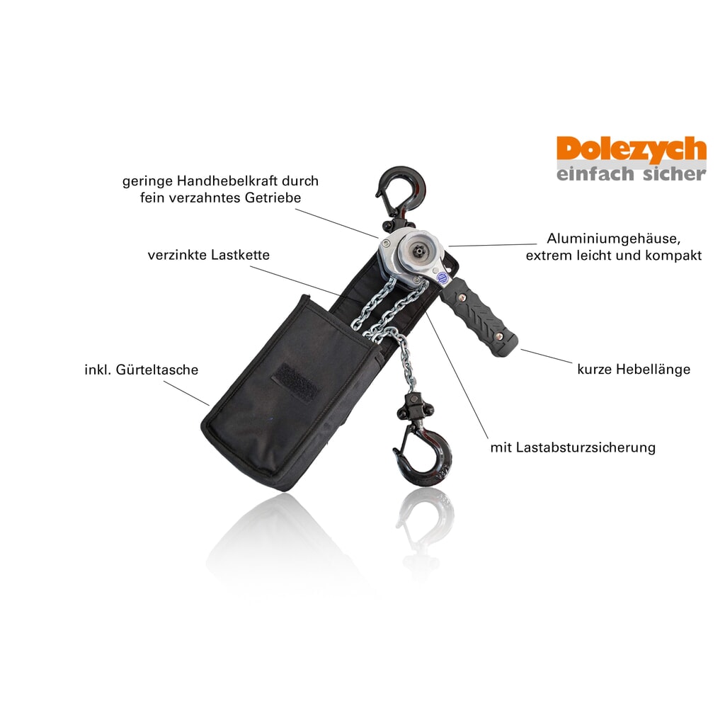 Productafbeelding nr. 2: Dolyzech zwarte serie compacte ratelhendel takel, laadcapaciteit 250 kg, lengte 1,50 m