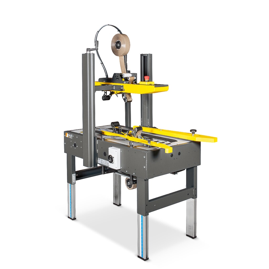SIAT dozensluitmachine Basic, Werkhoogte 485-825 mm Product afbeelding: SIAT dozensluitmachine Basic, Werkhoogte 485-825 mm
