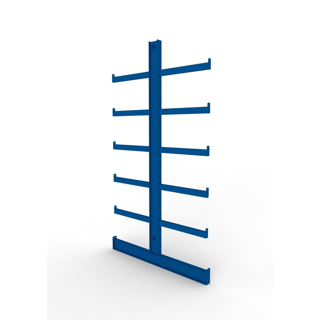 Draagarm staander ATLAS ST voor legbordstelling META, dubbelzijdig, RAL 5010 gentiaanblauw, hxd 2.000 x 1.000 (2x500) mm Product afbeelding: Draagarm staander ATLAS ST voor legbordstelling META, dubbelzijdig, RAL 5010 gentiaanblauw, hxd 2.000 x 1.000 (2x500) mm