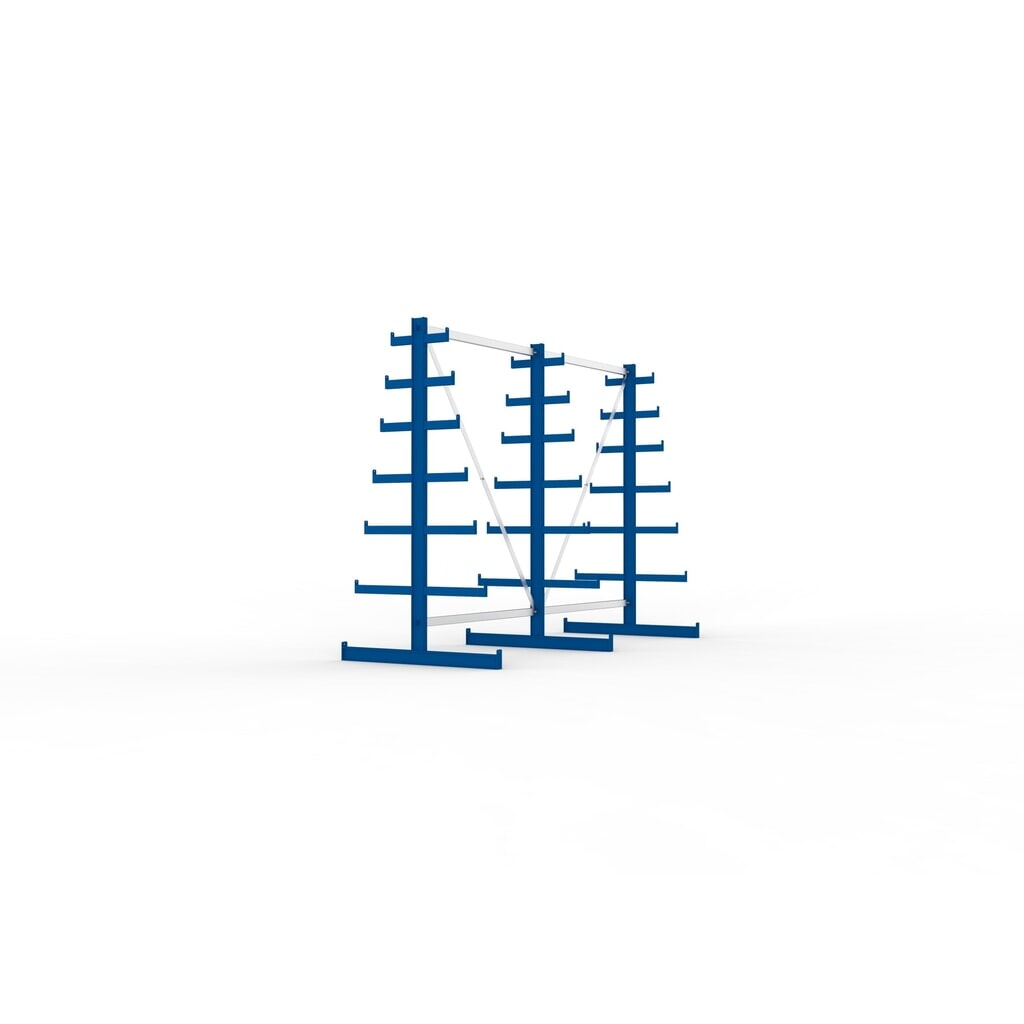 Complete draagarmstelling META, dubbelzijdig, draagvermogen per arm 150 kg, hxbxd 2.000 x 2.755 x 1.090 mm, 3 staanders Productafbeelding nr. 4: Complete draagarmstelling META, dubbelzijdig, draagvermogen per arm 150 kg, hxbxd 2.000 x 2.755 x 1.090 mm, 3 staanders