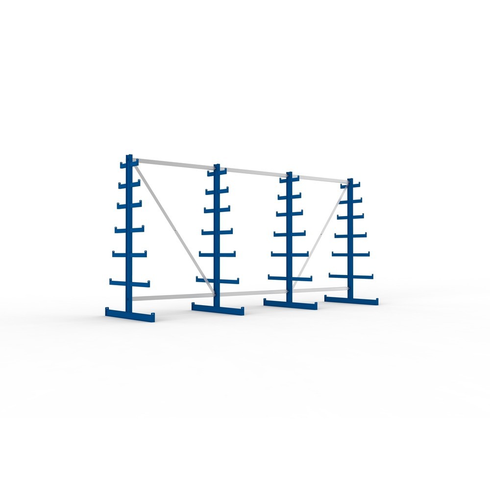 Product afbeelding: Complete draagarmstelling META, dubbelzijdig, draagvermogen per arm 150 kg, hxbxd 2.000 x 4.105 x 1.090 mm, 4 staanders