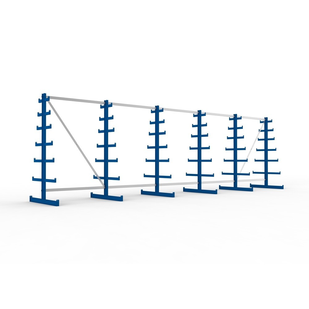 Product afbeelding: Complete draagarmstelling META, dubbelzijdig, draagvermogen per arm 150 kg, hxbxd 2.000 x 6.805 x 1.090 mm, 6 staanders
