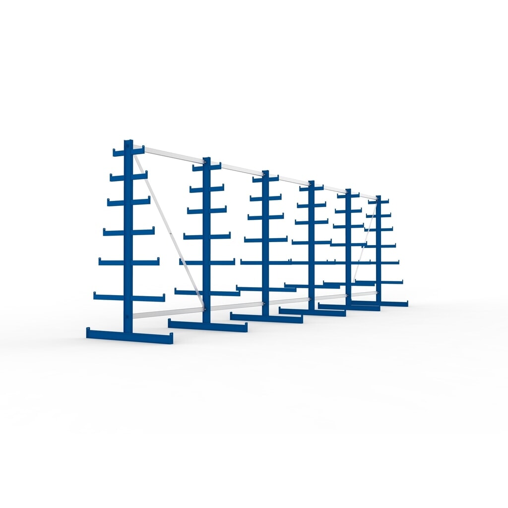 Complete draagarmstelling META, dubbelzijdig, draagvermogen per arm 150 kg, hxbxd 2.000 x 6.805 x 1.090 mm, 6 staanders Productafbeelding nr. 4: Complete draagarmstelling META, dubbelzijdig, draagvermogen per arm 150 kg, hxbxd 2.000 x 6.805 x 1.090 mm, 6 staanders
