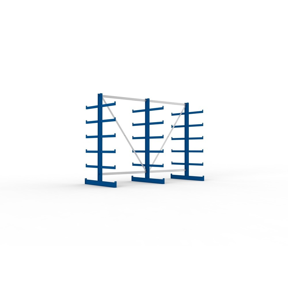 Product afbeelding: Complete draagarmstelling META, dubbelzijdig, draagvermogen per arm 200 kg, hxbxd 2.000 x 2.755 x 1.150 mm, 3 staanders