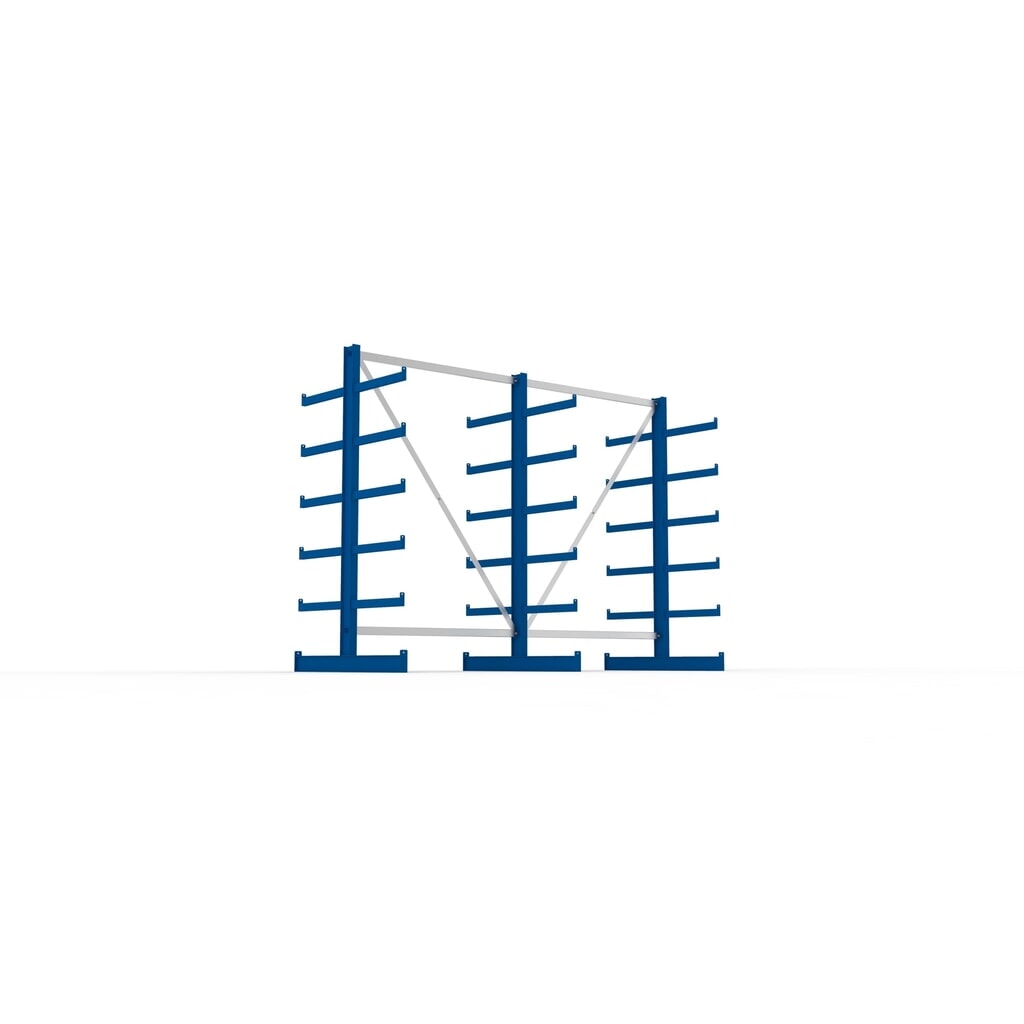 Complete draagarmstelling META, dubbelzijdig, draagvermogen per arm 200 kg, hxbxd 2.000 x 2.755 x 1.150 mm, 3 staanders Productafbeelding nr. 3: Complete draagarmstelling META, dubbelzijdig, draagvermogen per arm 200 kg, hxbxd 2.000 x 2.755 x 1.150 mm, 3 staanders