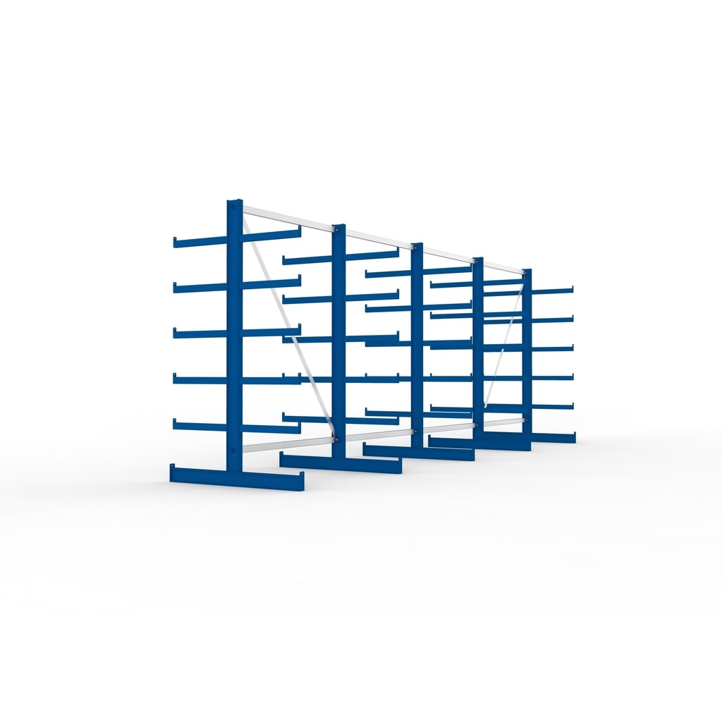 Complete draagarmstelling META, dubbelzijdig, draagvermogen per arm 200 kg, hxbxd 2.000 x 5.455 x 1.150 mm, 5 staanders Productafbeelding nr. 4: Complete draagarmstelling META, dubbelzijdig, draagvermogen per arm 200 kg, hxbxd 2.000 x 5.455 x 1.150 mm, 5 staanders