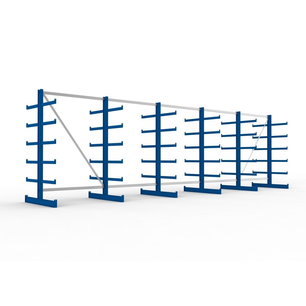 Product afbeelding: Complete draagarmstelling META, dubbelzijdig, draagvermogen per arm 200 kg, hxbxd 2.000 x 6.805 x 1.150 mm, 6 staanders