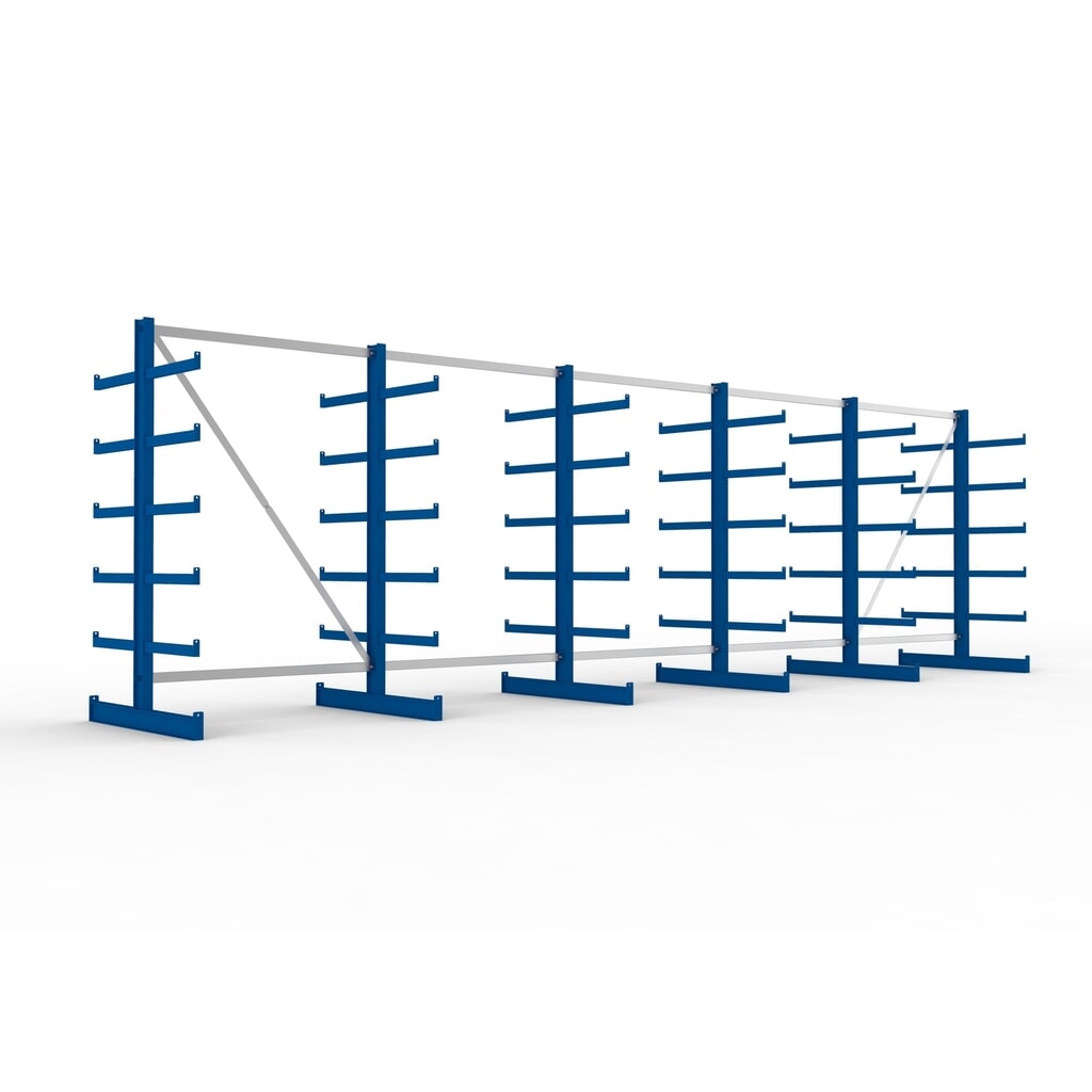 Product afbeelding: Complete draagarmstelling META, dubbelzijdig, draagvermogen per arm 200 kg, hxbxd 2.000 x 6.805 x 1.150 mm, 6 staanders