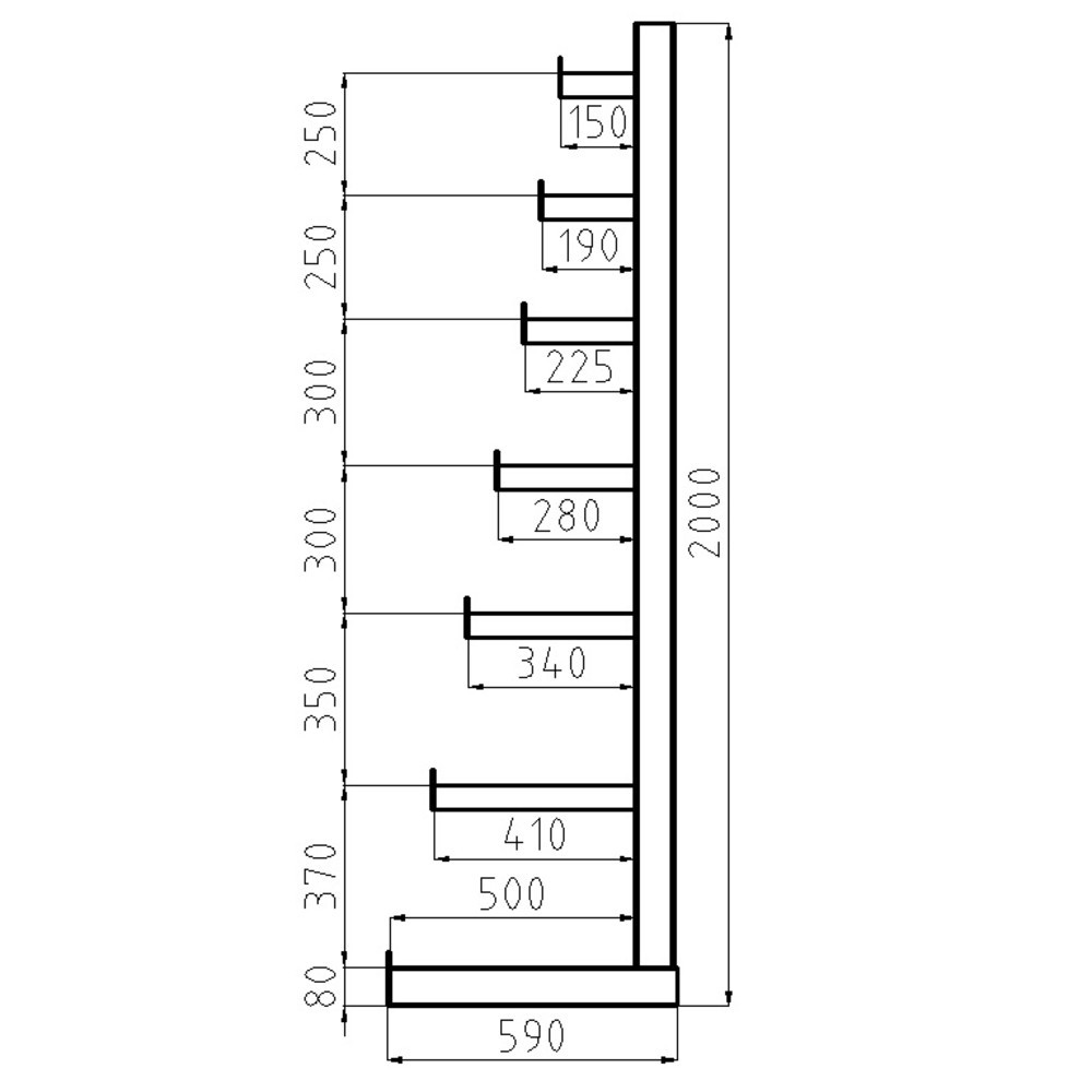 Productafbeelding nr. 2: Draagarmstelling META, eenzijdig, cap. 150 kg, 3 staanders