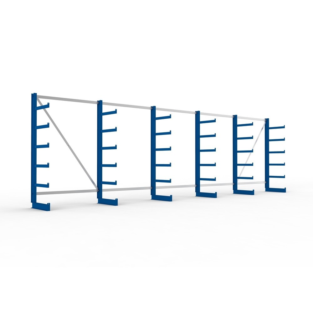 Product afbeelding: Complete draagarmstelling META, enkelzijdig, draagvermogen per arm 200 kg, hxbxd 2.000 x 6.805 x 630 mm, 6 staanders