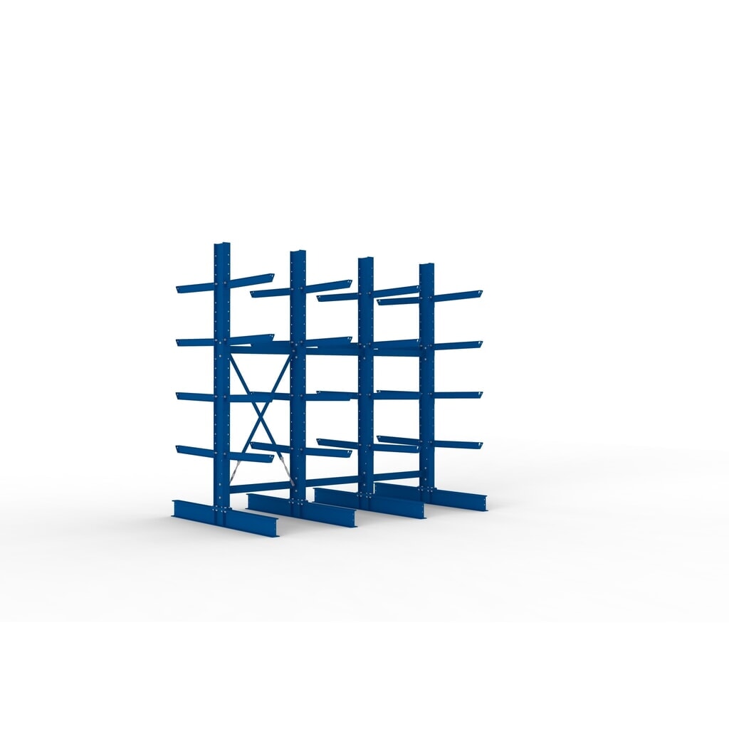 Product afbeelding: Complete draagarmstelling voor zware lasten META, dubbelzijdig, draagvermogen per arm 630 kg, hxbxd 3.000 x 3.090 x 2.000 mm, 4 staanders