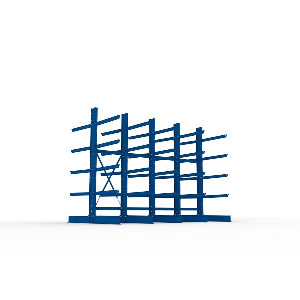 Complete draagarmstelling voor zware lasten META, dubbelzijdig, draagvermogen per arm 505 kg, hxbxd 3.000 x 4.090 x 2.400 mm, 5 staanders Productafbeelding nr. 3: Complete draagarmstelling voor zware lasten META, dubbelzijdig, draagvermogen per arm 505 kg, hxbxd 3.000 x 4.090 x 2.400 mm, 5 staanders