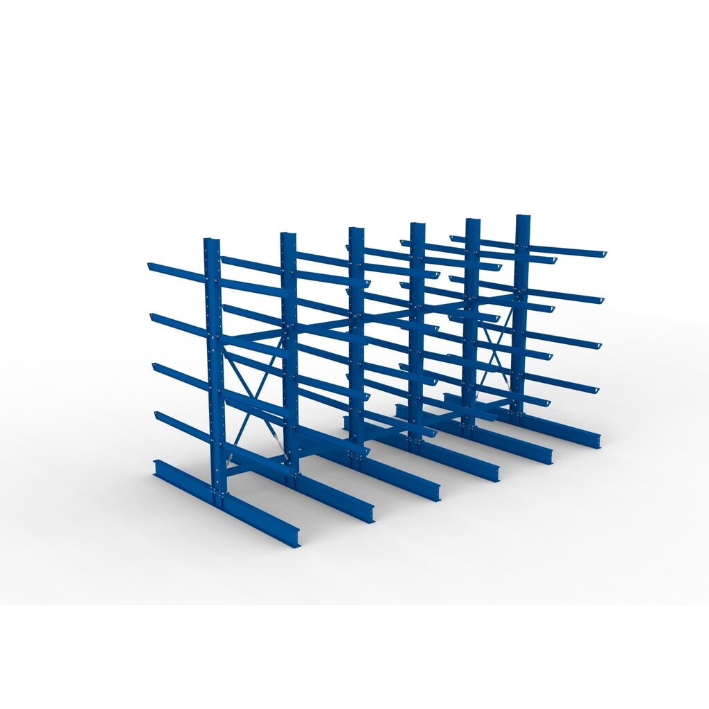 Complete draagarmstelling voor zware lasten META, dubbelzijdig, draagvermogen per arm 400 kg, hxbxd 3.000 x 5.090 x 2.900 mm, 6 staanders Productafbeelding nr. 2: Complete draagarmstelling voor zware lasten META, dubbelzijdig, draagvermogen per arm 400 kg, hxbxd 3.000 x 5.090 x 2.900 mm, 6 staanders